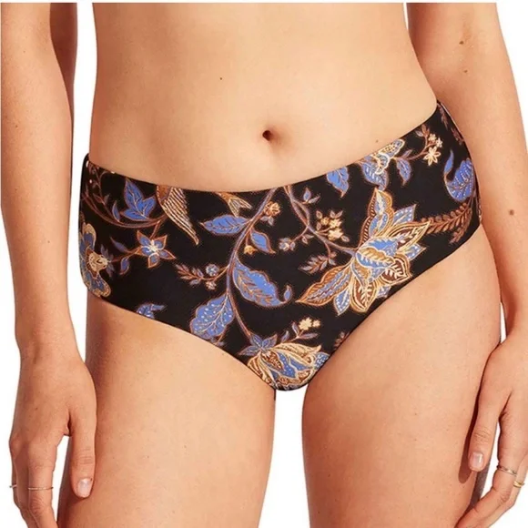 Seafolly - New with all Tags - Silk Road Wide Side Retro Bikini Bottoms sz US 12 - Picture 2 of 13